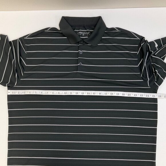 Nike Golf Men's XL Black & White Striped Dri-Fit Short Sleeve Polo Shirt - Picture 5 of 8